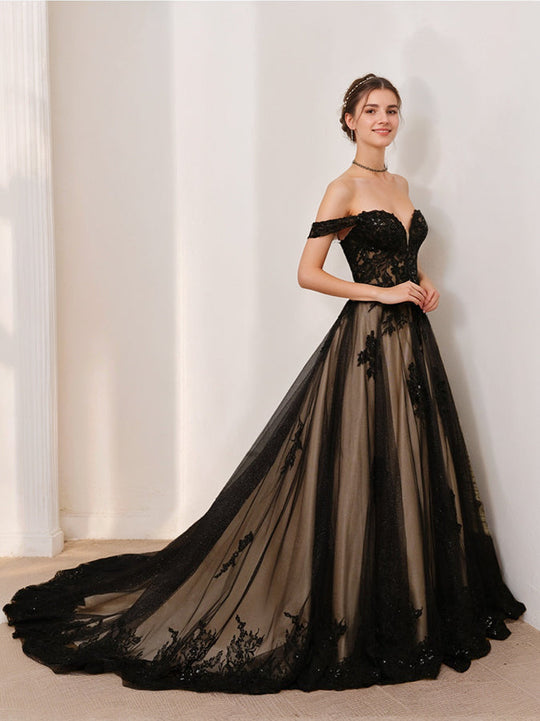 Damen Ballkleid mit Herz Ausschnitt und schulterfreiem Design | Maxi