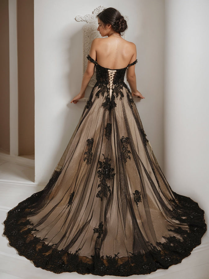 Damen Ballkleid mit Herz Ausschnitt und schulterfreiem Design | Maxi