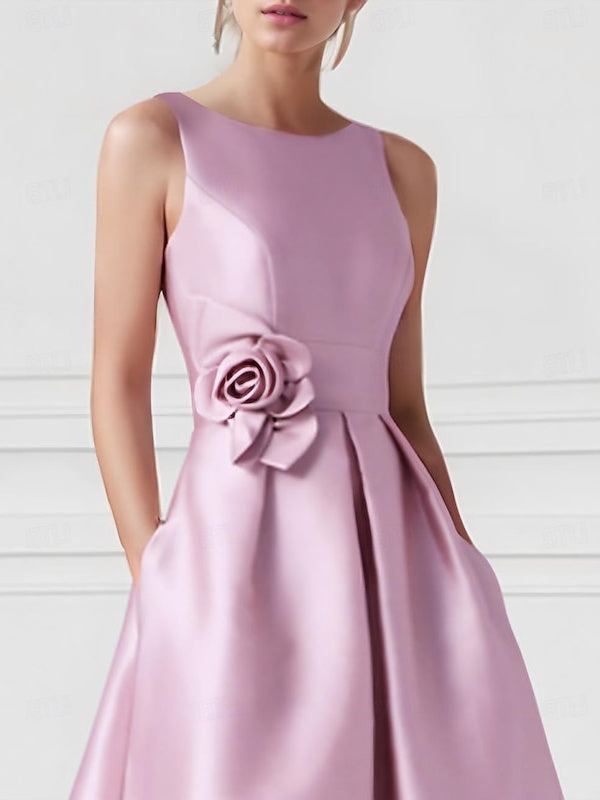 Damen Ärmelloses Ballkleid Mit Blumen Detail | High Low Maxi