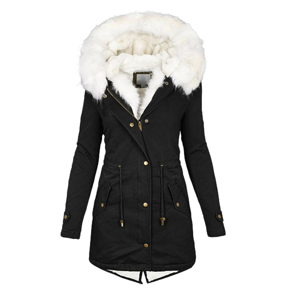 Winterjacke Damen Kapuze | Mit Knopfleiste und Taschen