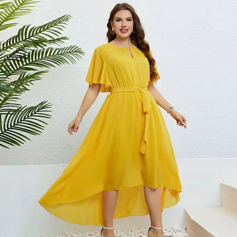 Natalie Kleid - Plus Size Kleid Mit Halbarmen Und Gürtel