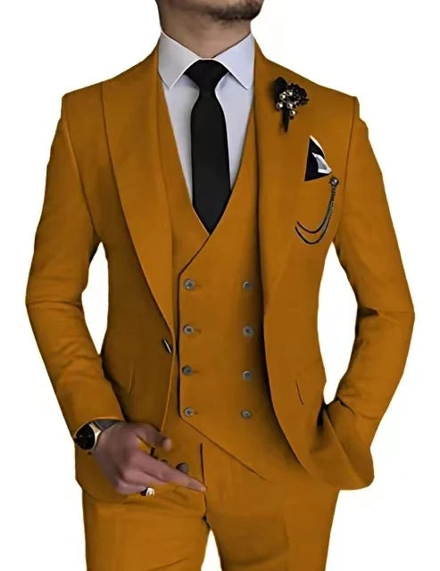 Herren Dreiteiliger Anzug Modern Fit | Mit Weste & Peak-Revers