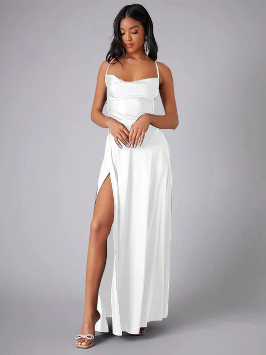 Abendkleid Damen | Spaghettiträger Mit Schlitz Maxi