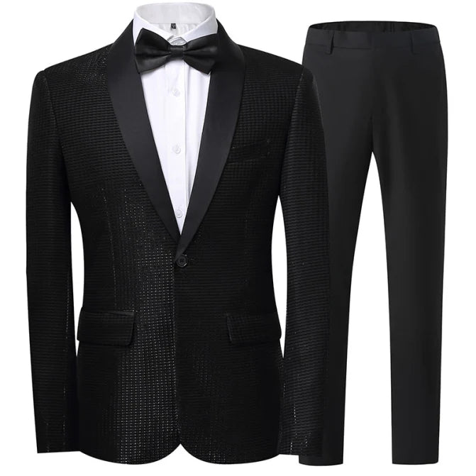 Herren Anzug 2-teilig Slim Fit | Hochzeitsgäste Mit Punktmuster