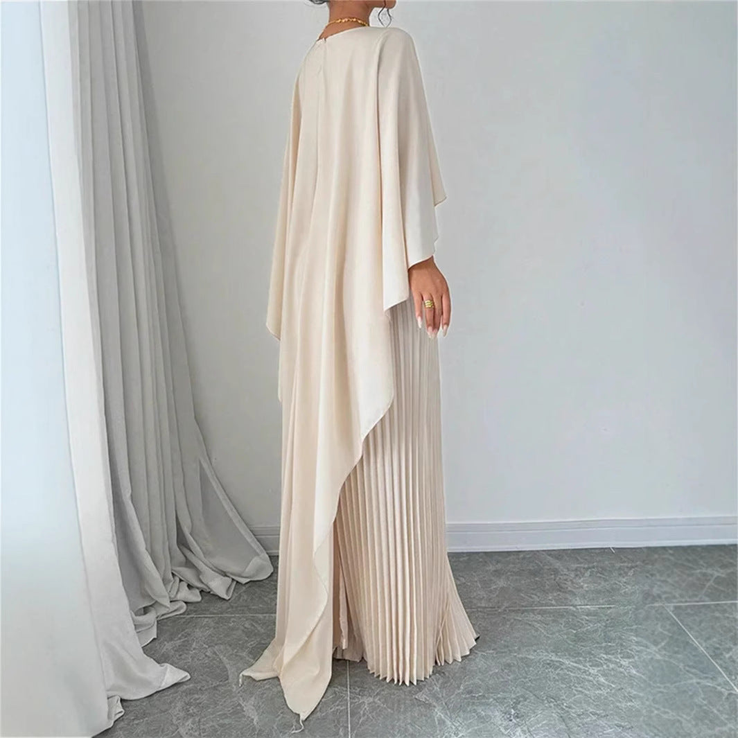 Abendkleid Damen Maxi | Mit Weiten Ärmeln und Plissee-Rock