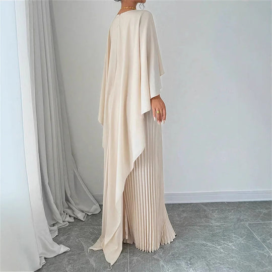 Abendkleid Damen Maxi | Mit Weiten Ärmeln und Plissee-Rock
