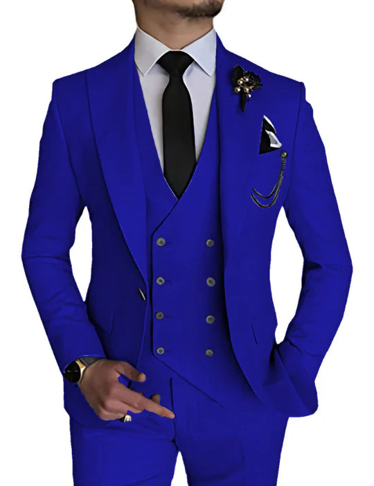 Herren Dreiteiliger Anzug Modern Fit | Mit Weste & Peak-Revers