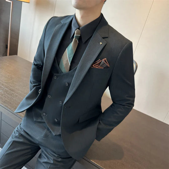 Herren Anzug 3-teilig Slim Fit | Hochzeitsgäste Mit Zweireihiger Weste