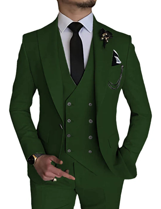 Herren Dreiteiliger Anzug Modern Fit | Mit Weste & Peak-Revers