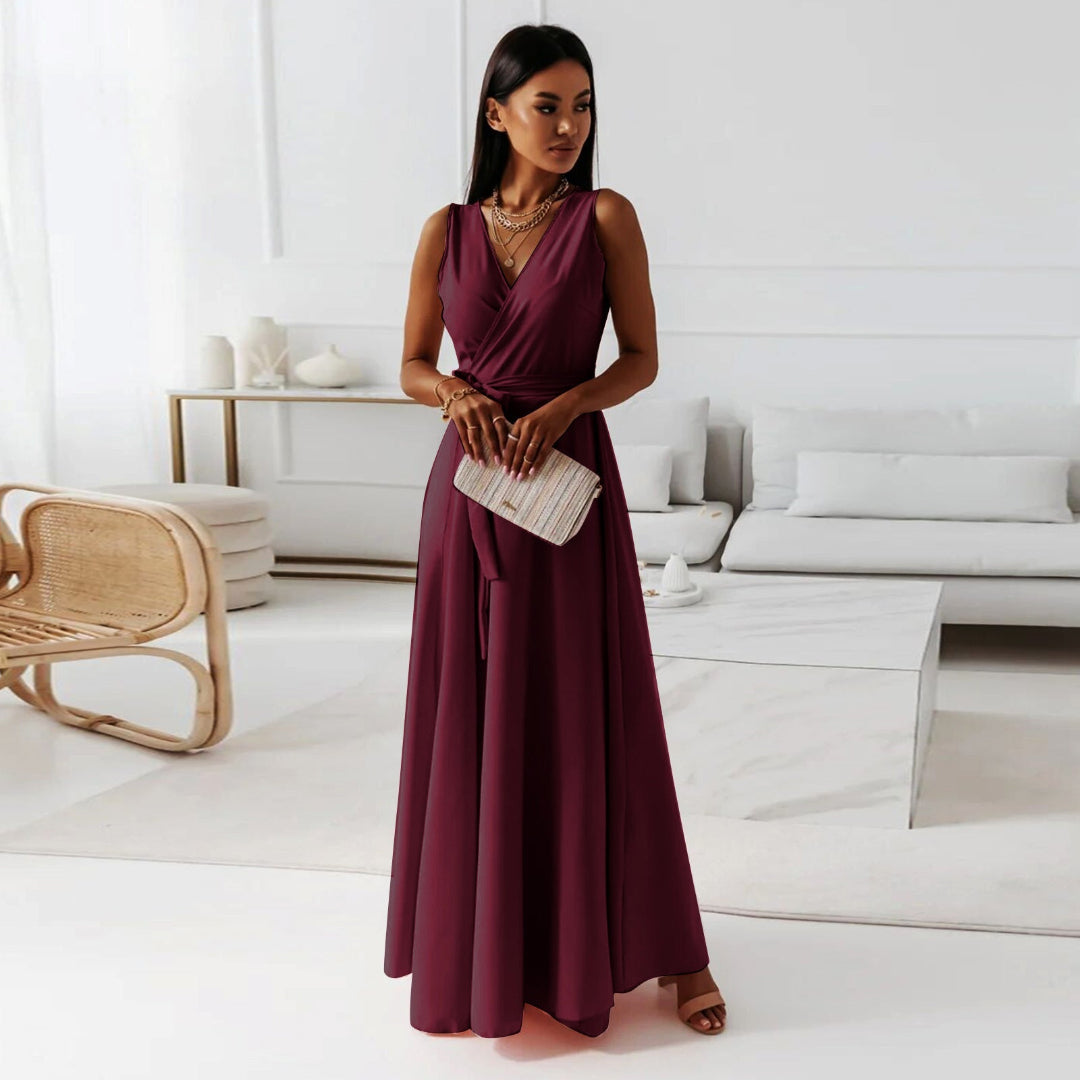 Abendkleid Damen | V-Ausschnitt Maxi Mit Ausgestelltem Rock