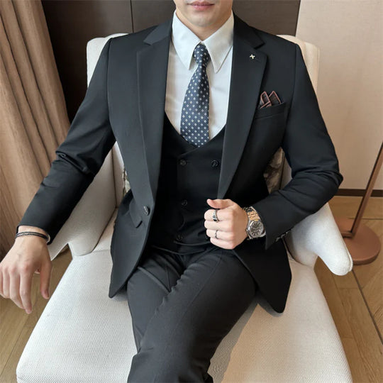 Herren Anzug 3-teilig Slim Fit | Hochzeitsgäste Mit Zweireihiger Weste