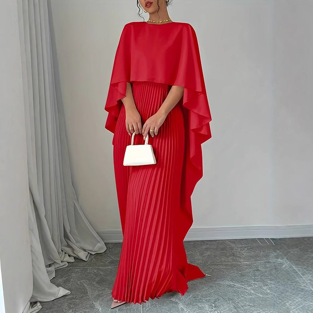 Abendkleid Damen Maxi | Mit Weiten Ärmeln und Plissee-Rock
