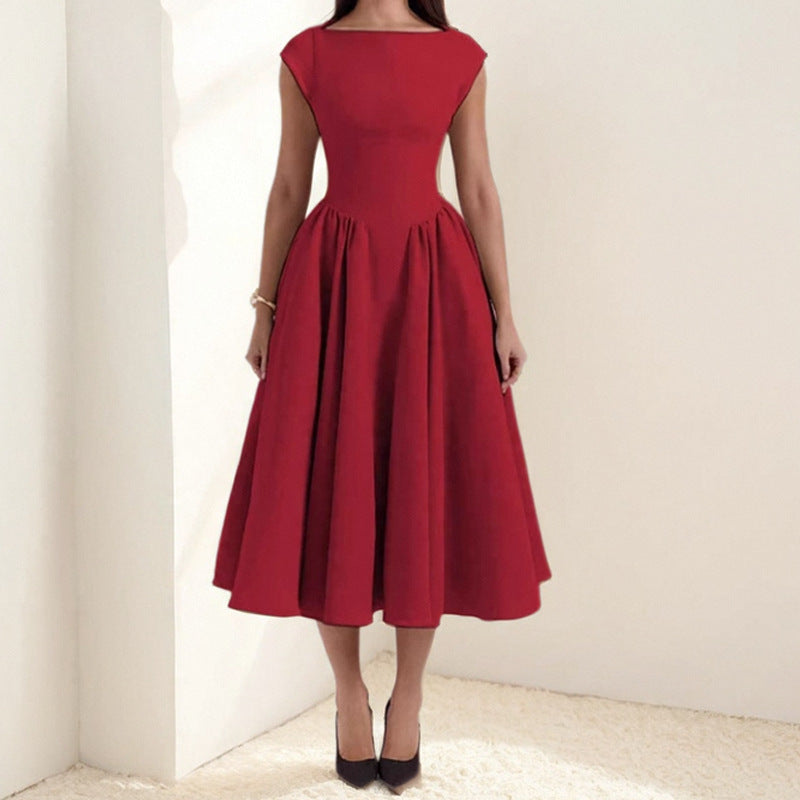 Abendkleid Damen | Plissiert Ärmellos Midi