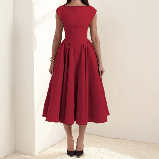 Abendkleid Damen | Plissiert Ärmellos Midi