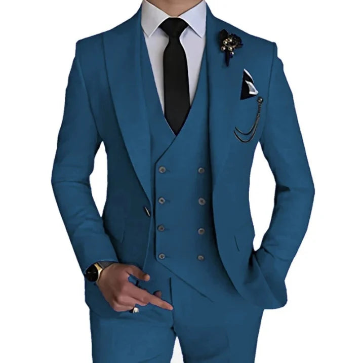 Herren Dreiteiliger Anzug Modern Fit | Mit Weste & Peak-Revers