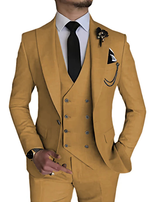 Herren Dreiteiliger Anzug Modern Fit | Mit Weste & Peak-Revers
