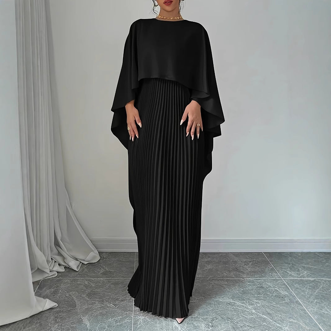 Abendkleid Damen Maxi | Mit Weiten Ärmeln und Plissee-Rock