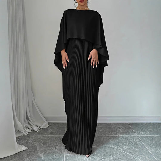 Abendkleid Damen Maxi | Mit Weiten Ärmeln und Plissee-Rock