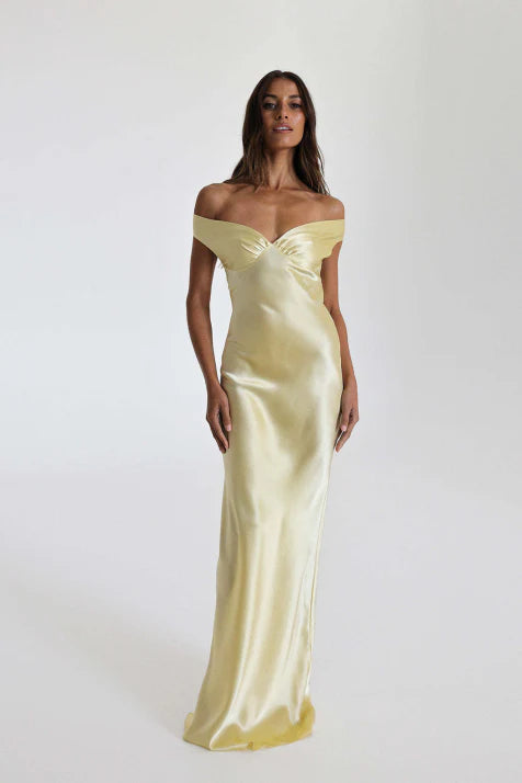 Damen Off Shoulder Ballkleid Mit Geradem Schnitt | Maxi