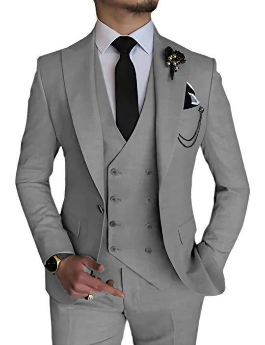 Herren Dreiteiliger Anzug Modern Fit | Mit Weste & Peak-Revers
