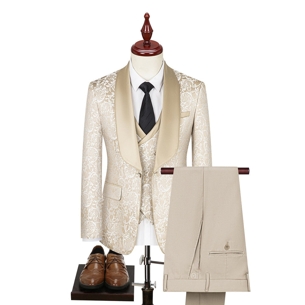 Herren Anzug 3-teilig Slim Fit | Hochzeitsgäste mit Blumenmuster