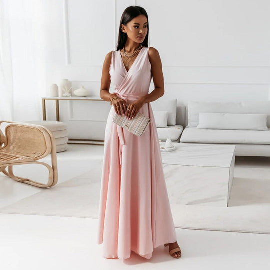 Abendkleid Damen | V-Ausschnitt Maxi Mit Ausgestelltem Rock
