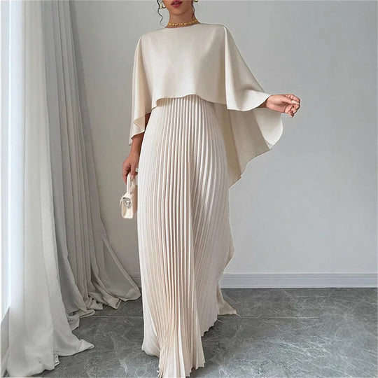 Abendkleid Damen Maxi | Mit Weiten Ärmeln und Plissee-Rock