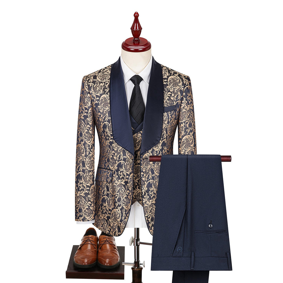 Herren Anzug 3-teilig Slim Fit | Hochzeitsgäste mit Blumenmuster