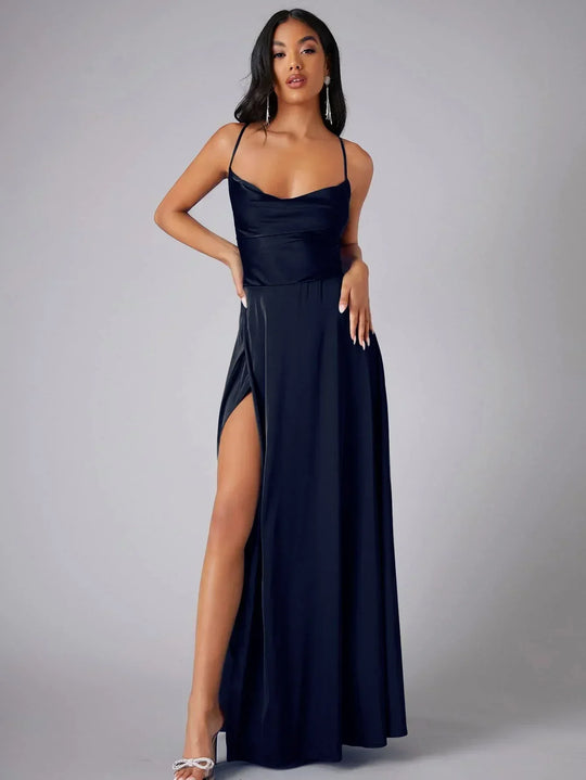 Abendkleid Damen | Spaghettiträger Mit Schlitz Maxi