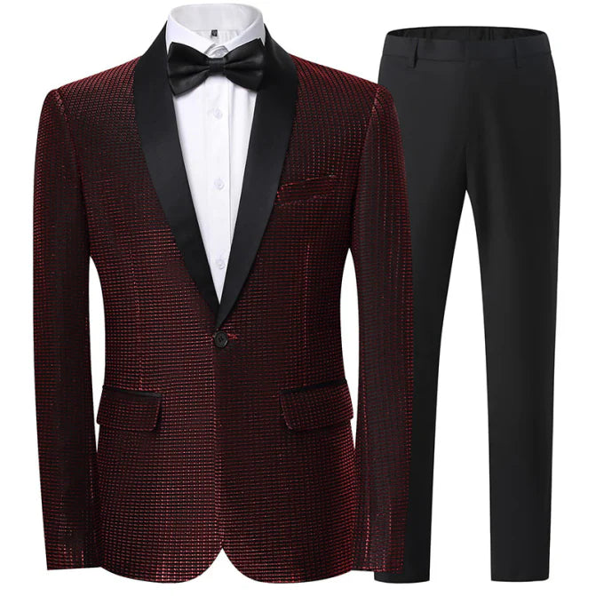 Herren Anzug 2-teilig Slim Fit | Hochzeitsgäste Mit Punktmuster
