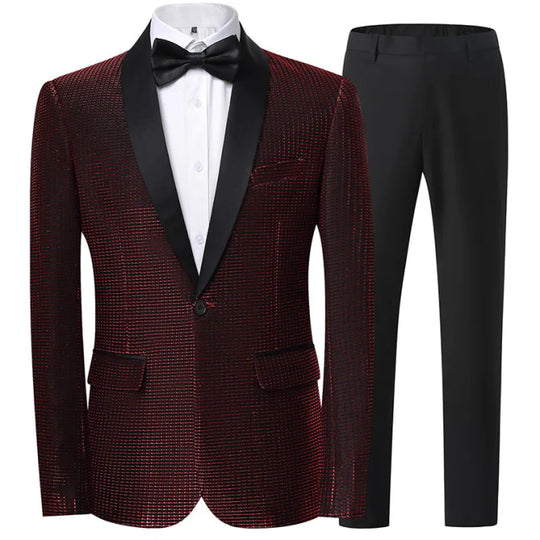 Herren Anzug 2-teilig Slim Fit | Hochzeitsgäste Mit Punktmuster