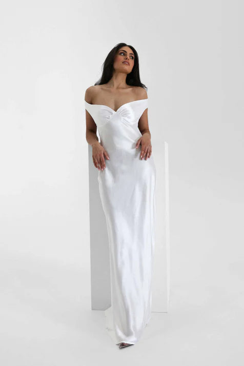 Damen Off Shoulder Ballkleid Mit Geradem Schnitt | Maxi