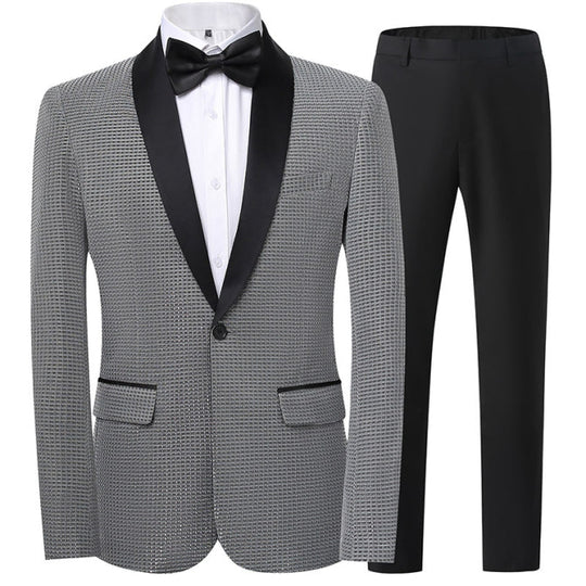 Herren Anzug 2-teilig Slim Fit | Hochzeitsgäste Mit Punktmuster