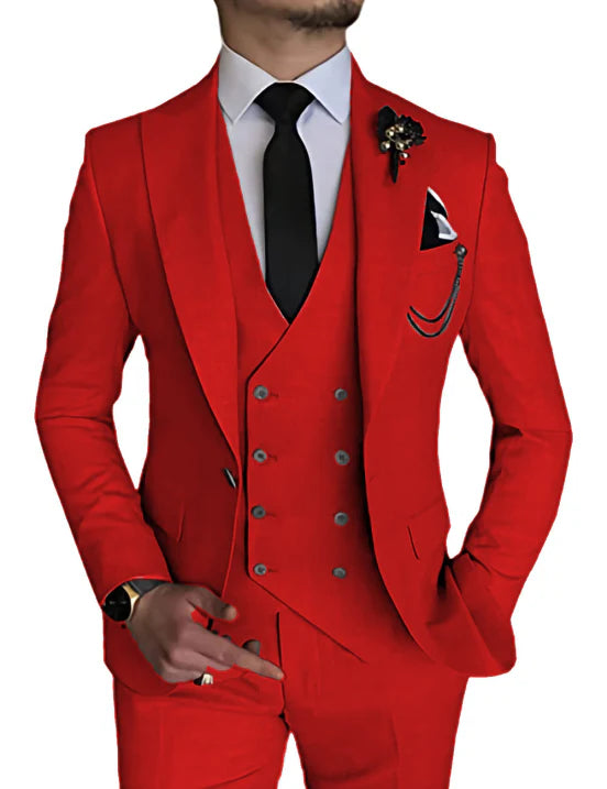 Herren Dreiteiliger Anzug Modern Fit | Mit Weste & Peak-Revers