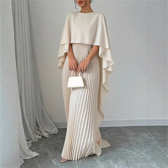 Abendkleid Damen Maxi | Mit Weiten Ärmeln und Plissee-Rock