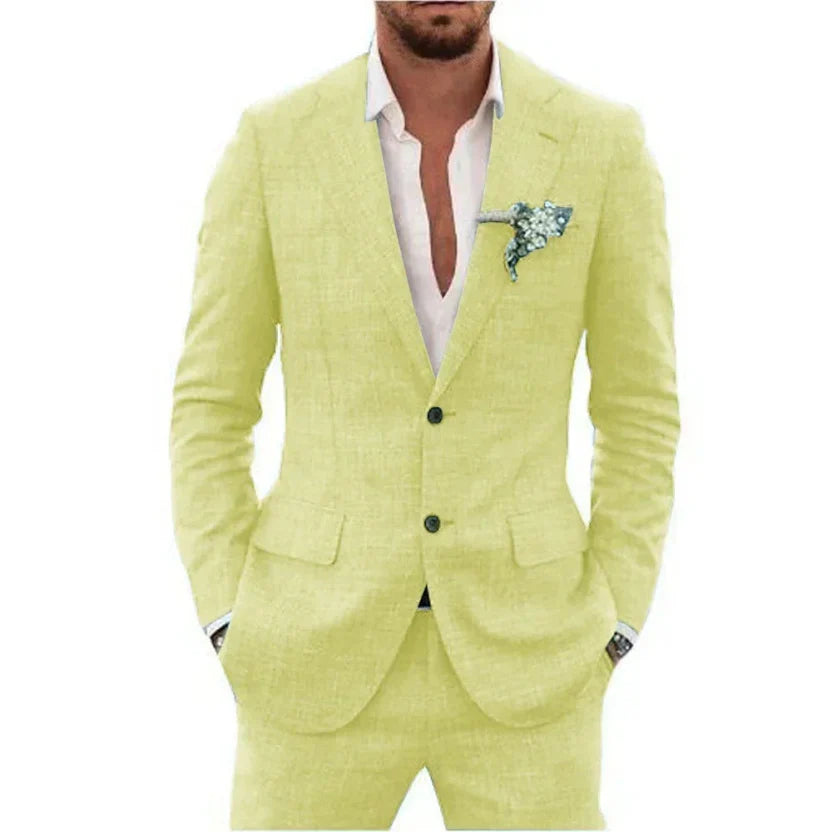 Herren Anzug 2-teilig Slim Fit | Hochzeitsgäste Sakko mit Zwei-Knopf-Verschluss und Hose