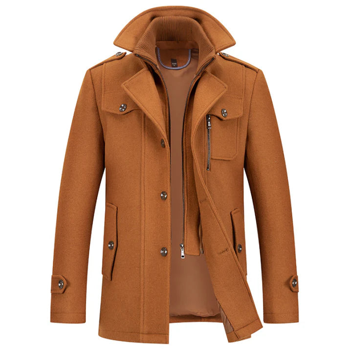 Mantel Herren Winterjacke | Stehkragen mit Taschen