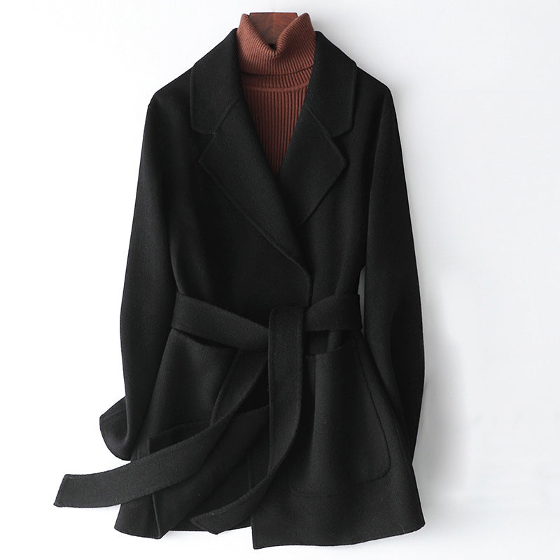 Damen Mantel Winterjacke | Kurz mit Gürtel und Taschen
