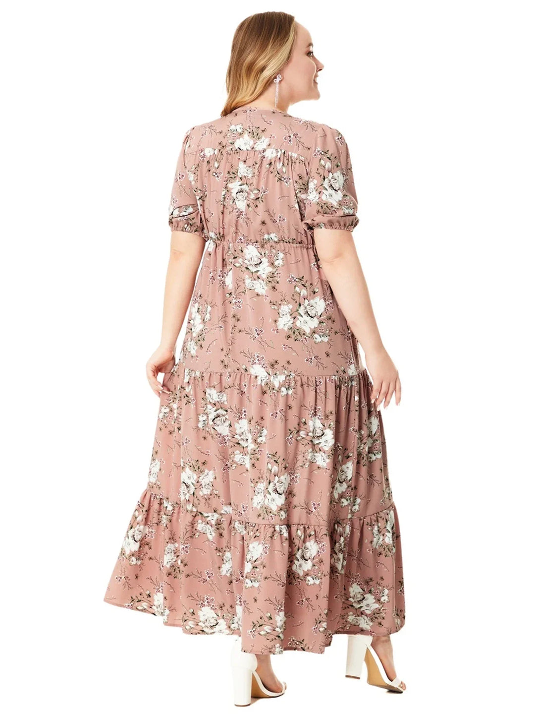 Isabelle Kleid - Plus Size Blumenprint Langes Kleid Mit Vorderteil