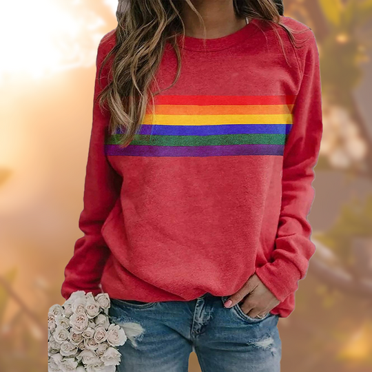 Isabella - Damen T-Shirt Mit Regenbogenmuster