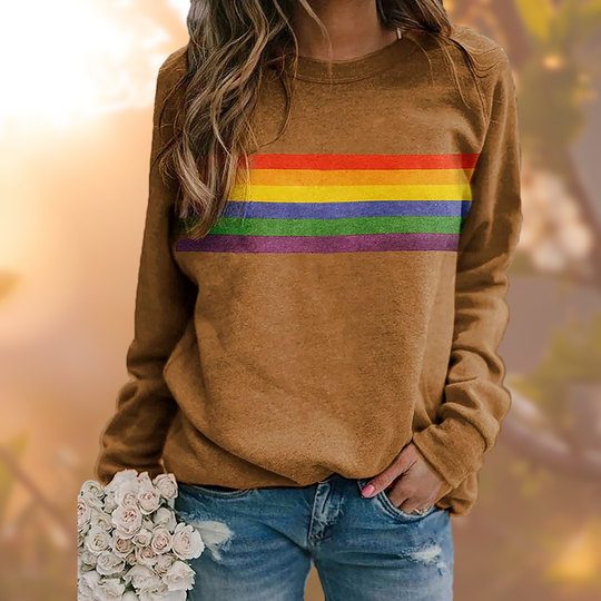 Isabella - Damen T-Shirt Mit Regenbogenmuster