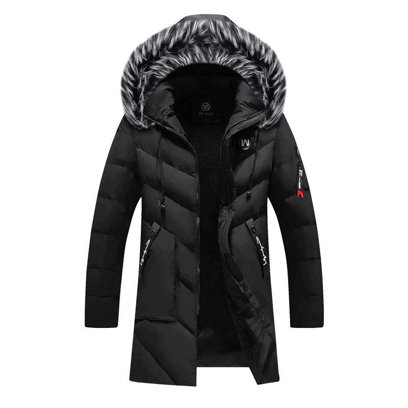 Winterjacke Herren | Langer Schnitt mit Kapuze und Reißverschluss