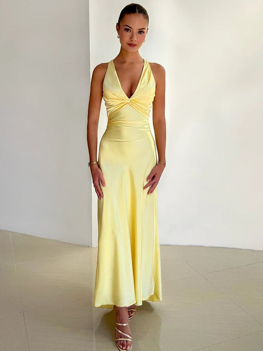 Abendkleid Damen | Maxi mit V-Ausschnitt und Rückenfrei