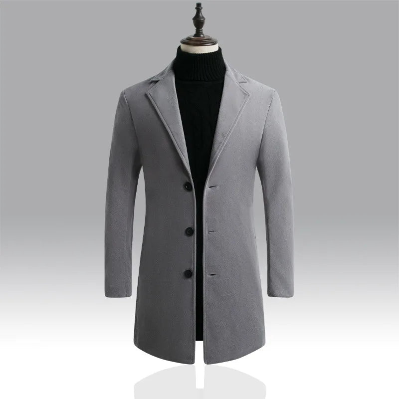 Mantel Herren Winterjacke | Langer Schnitt mit Reverskragen