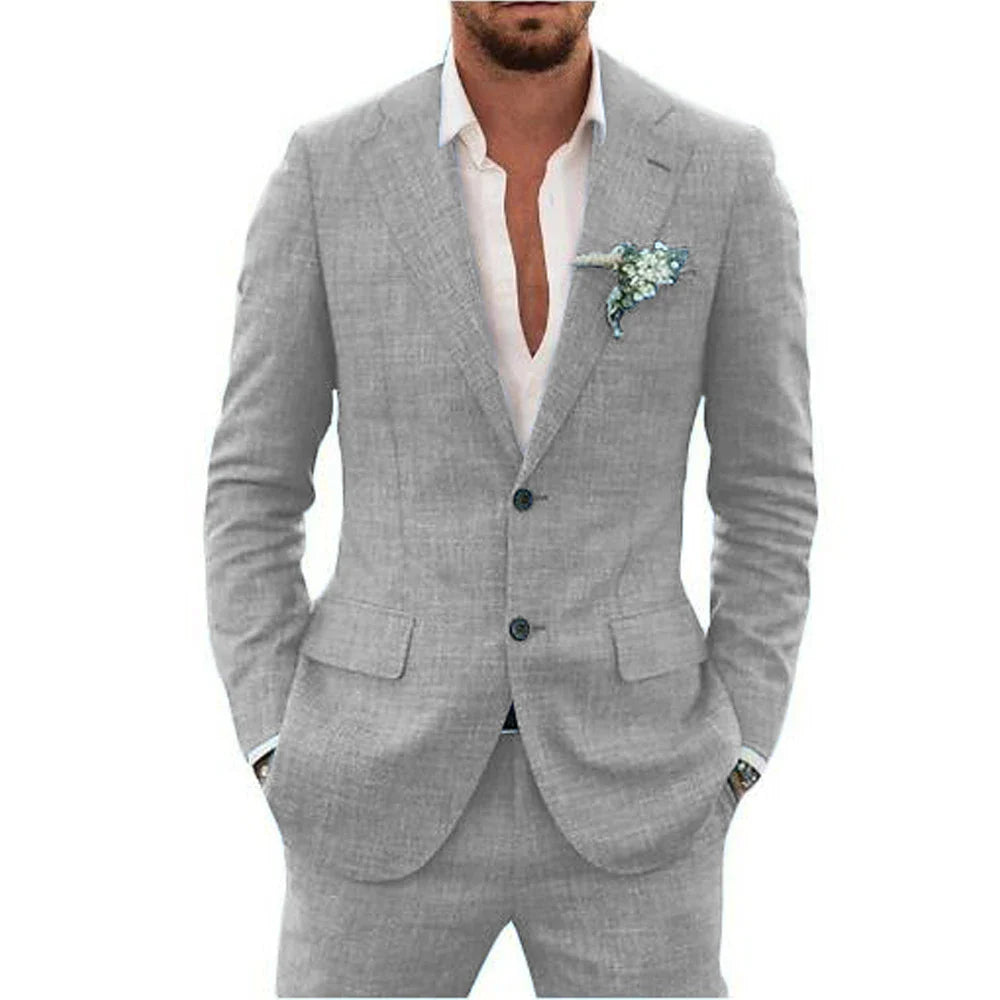 Herren Anzug 2-teilig Slim Fit | Hochzeitsgäste Sakko mit Zwei-Knopf-Verschluss und Hose