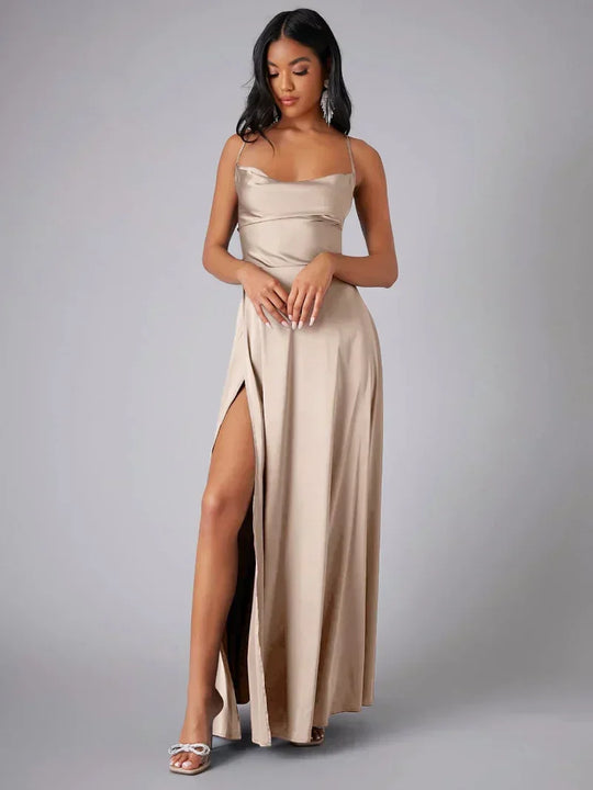 Abendkleid Damen | Spaghettiträger Mit Schlitz Maxi