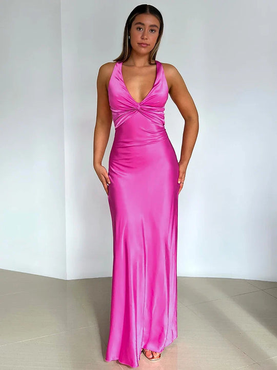 Abendkleid Damen | Maxi mit V-Ausschnitt und Rückenfrei