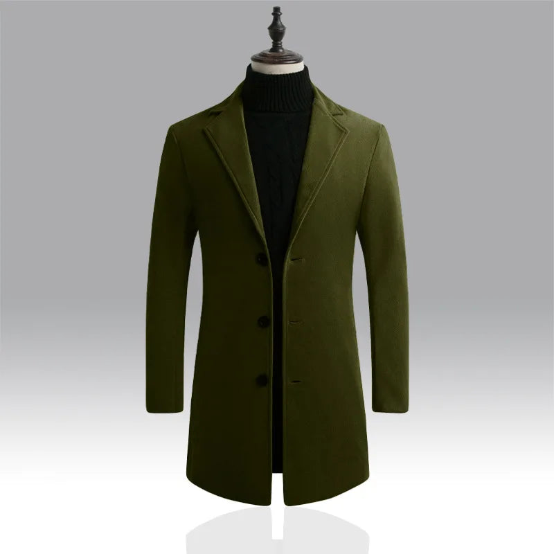 Mantel Herren Winterjacke | Langer Schnitt mit Reverskragen