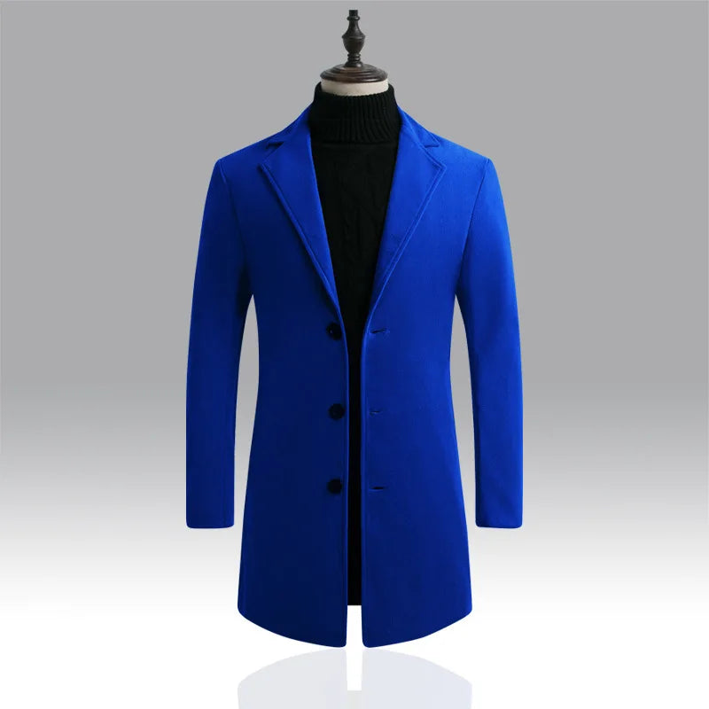 Mantel Herren Winterjacke | Langer Schnitt mit Reverskragen