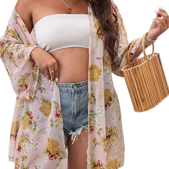 Künstlerischer Chiffon Kimono - Komfort In Großen Größen